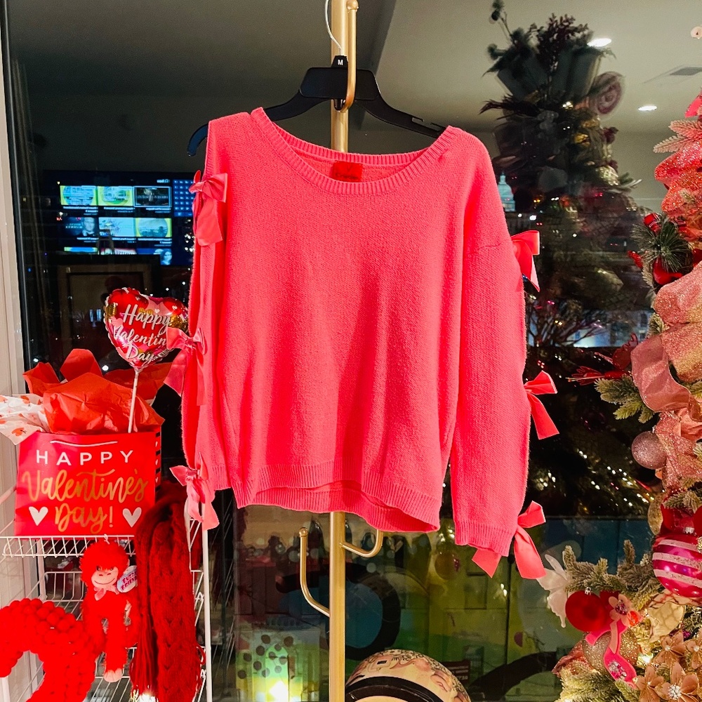 Slit Sleeve Ribbon Tied Sweater